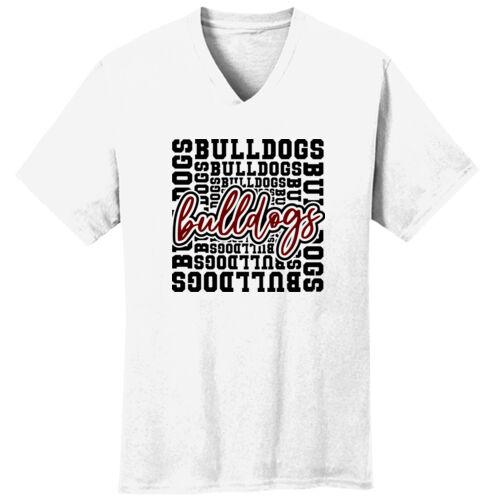 Bulldog Typography  - Core Cotton V Neck Tee Thumbnail