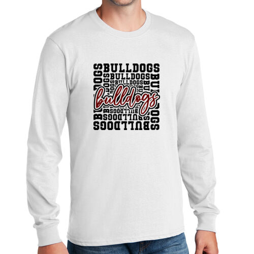 Bulldog Typography  - Long Sleeve Core Cotton Tee Thumbnail