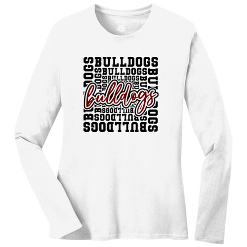 Bulldog Typography  - Ladies Long Sleeve Core Cotton Tee Thumbnail