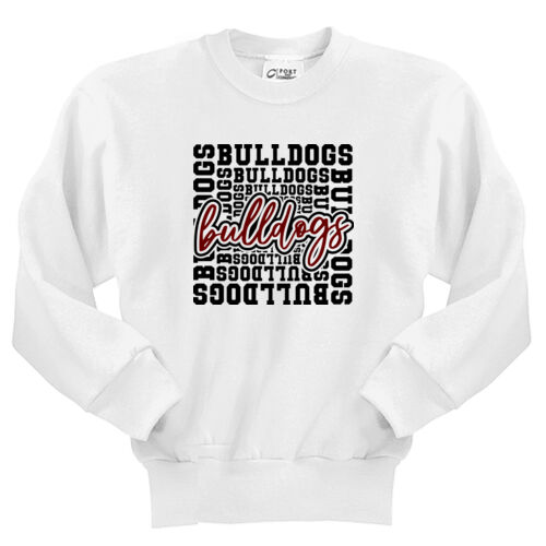 Bulldog Typography  - Youth Core Fleece Crewneck Sweatshirt Thumbnail