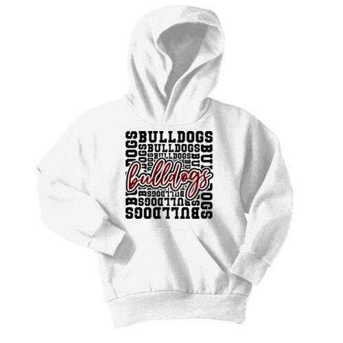 Bulldog Typography  - Youth Core Fleece Pullover Hooded Sweatshirt Thumbnail