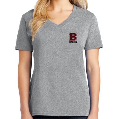 Lady Bulldogs B Front Crest & Full Back   - Ladies Core Cotton V Neck Tee Thumbnail