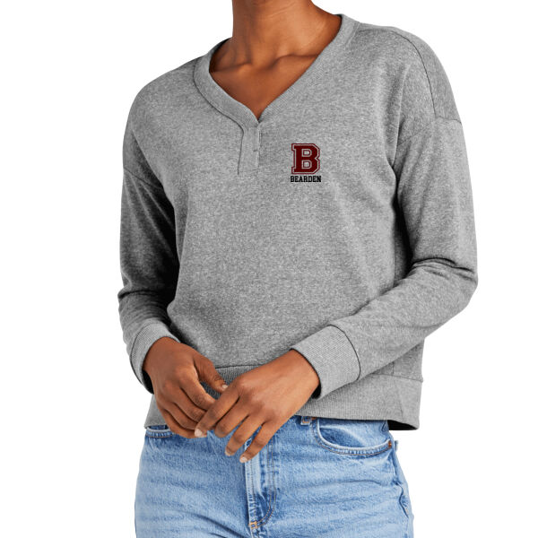 Lady Bulldogs B Front Crest & Full Back   - Women's Perfect Tri ® Fleece V Neck Sweatshirt Thumbnail