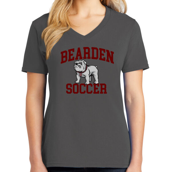 Bearden Soccer Dog  - Ladies Core Cotton V Neck Tee Thumbnail