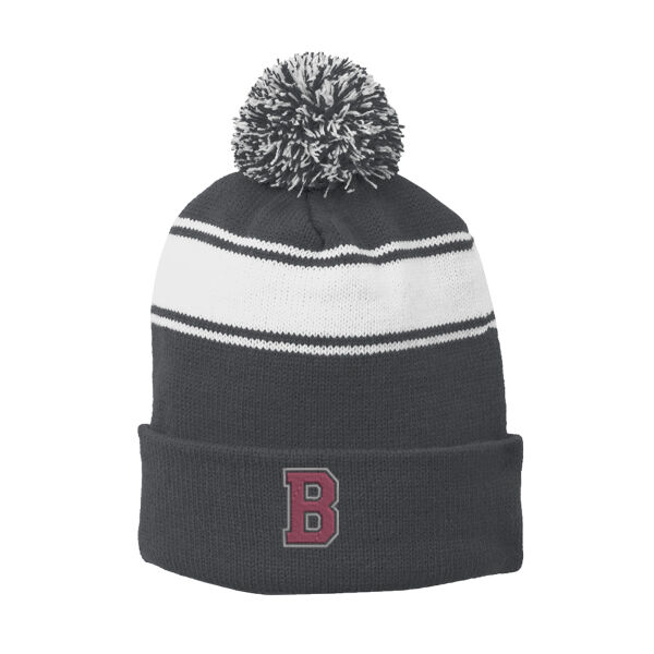 Varsity B    - Stripe Pom Pom Beanie Thumbnail