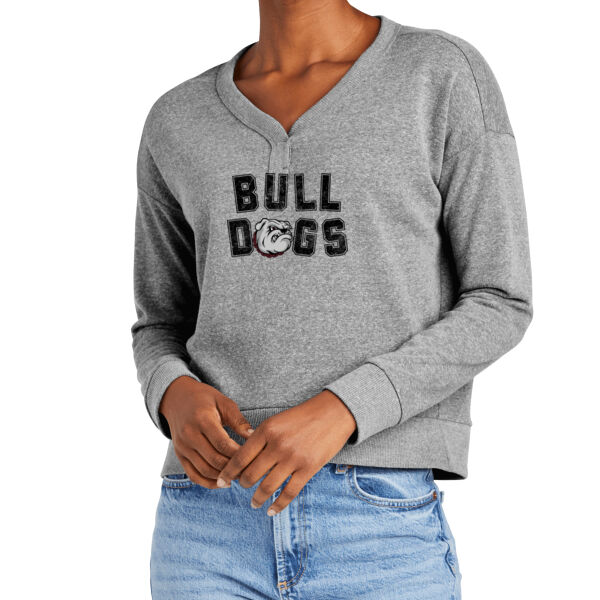 Vintage Bulldogs  - Women's Perfect Tri ® Fleece V Neck Sweatshirt Thumbnail