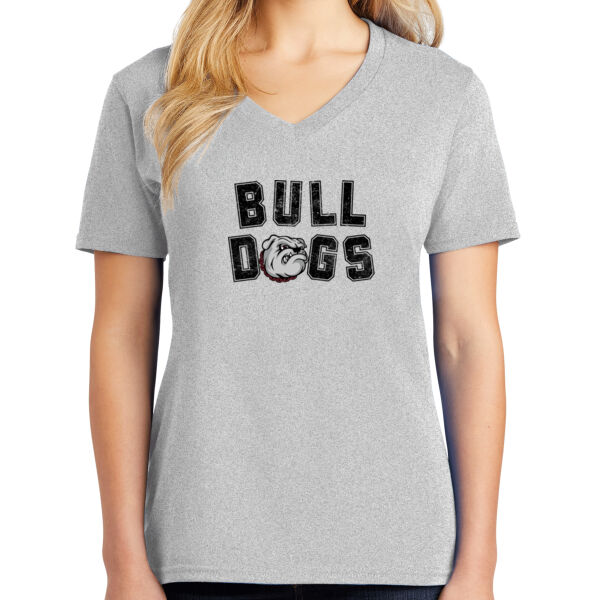 Vintage Bulldogs  - Ladies Core Cotton V Neck Tee Thumbnail