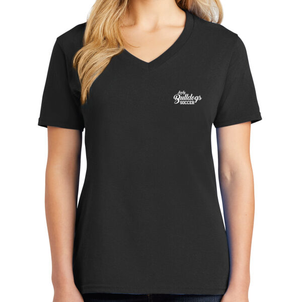 State Champs Crest Front & Full Back   - Ladies Core Cotton V Neck Tee Thumbnail